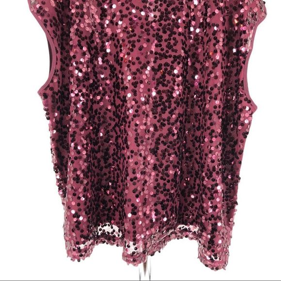 Lane Bryant Sequin Top Cap Sleeves Burgundy Blouse NWT - Picture 4 of 11
